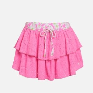 Love Shack Fancy x Hurley - eyelet paisley tiered mini skirt